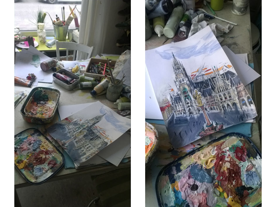 Atelier Stefanie Duckstein: Marienplatz mit Rathaus aus Paula 3